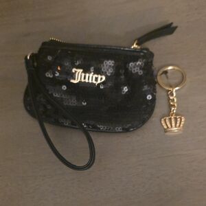 Juicy Couture Black Sequin Pouch with Gold Charm